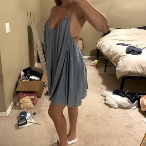 Miss guided - open back shift dress dusty blue